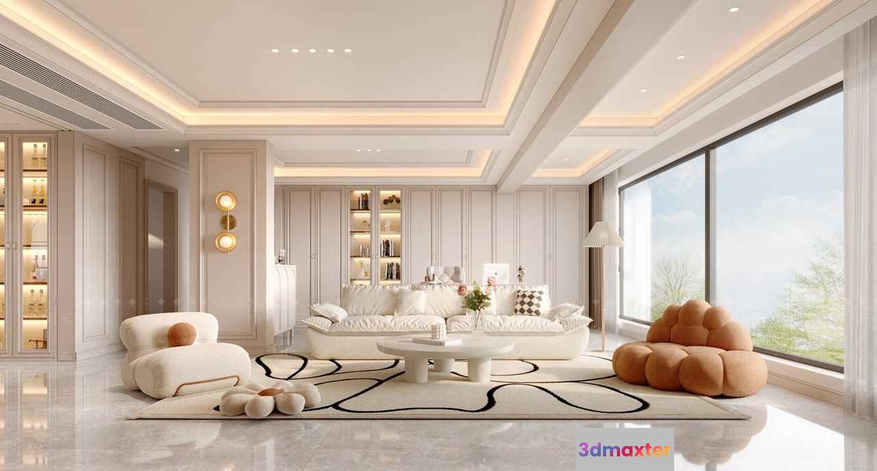 Modern Living Room 3D Model - 2765 - VRAY Render