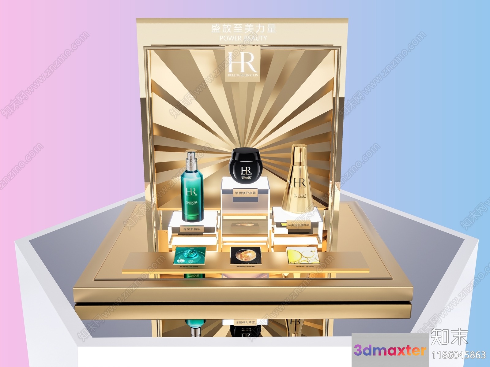 Gold Display Stand 3D Model - 8524 - VRAY Render