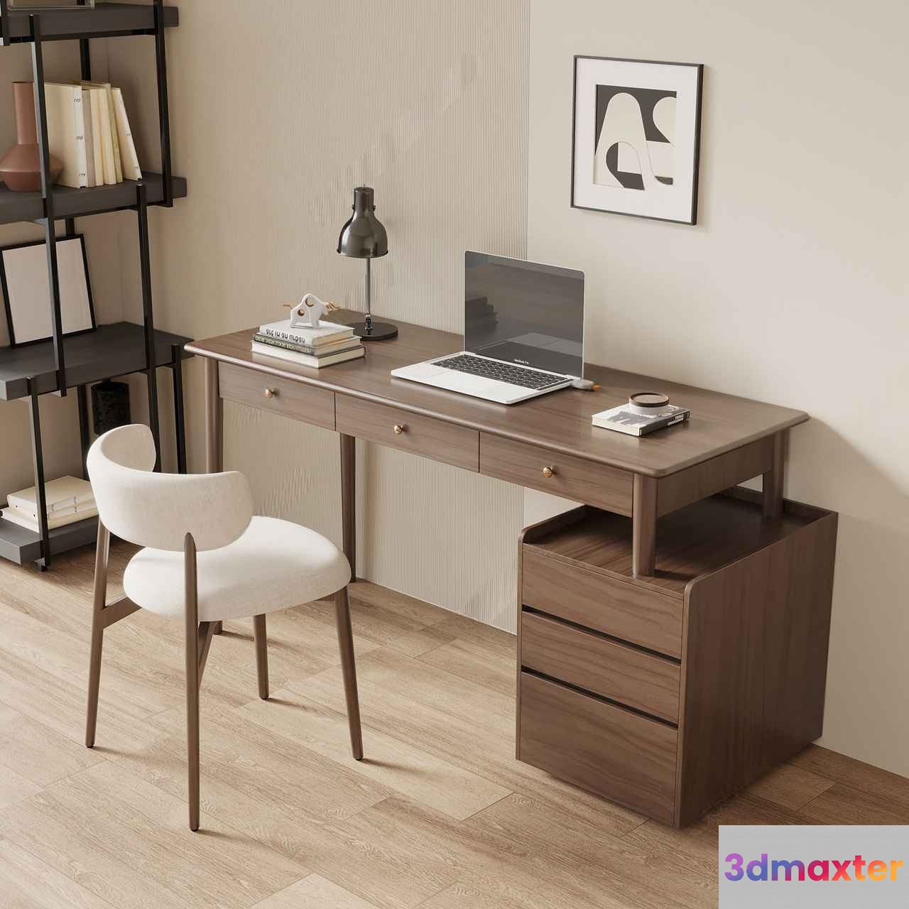 Modern Wooden Desk 3D Model - 3218 - VRAY Render