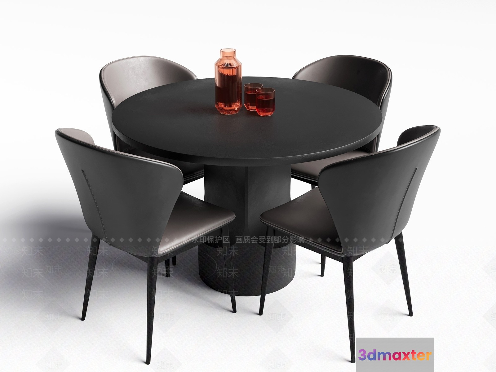 A Modern Dining Table And Chairs 3D Model - 17697 - VRAY Render