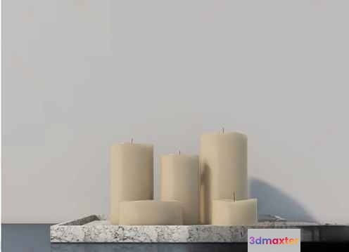 White Candles 3D Model - 12395 - VRAY Render