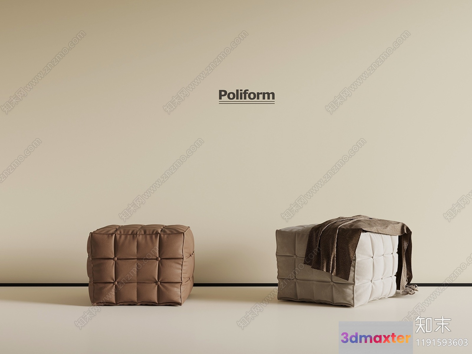 Modern Ottoman Furniture 3D Model - 1804 - VRAY Render
