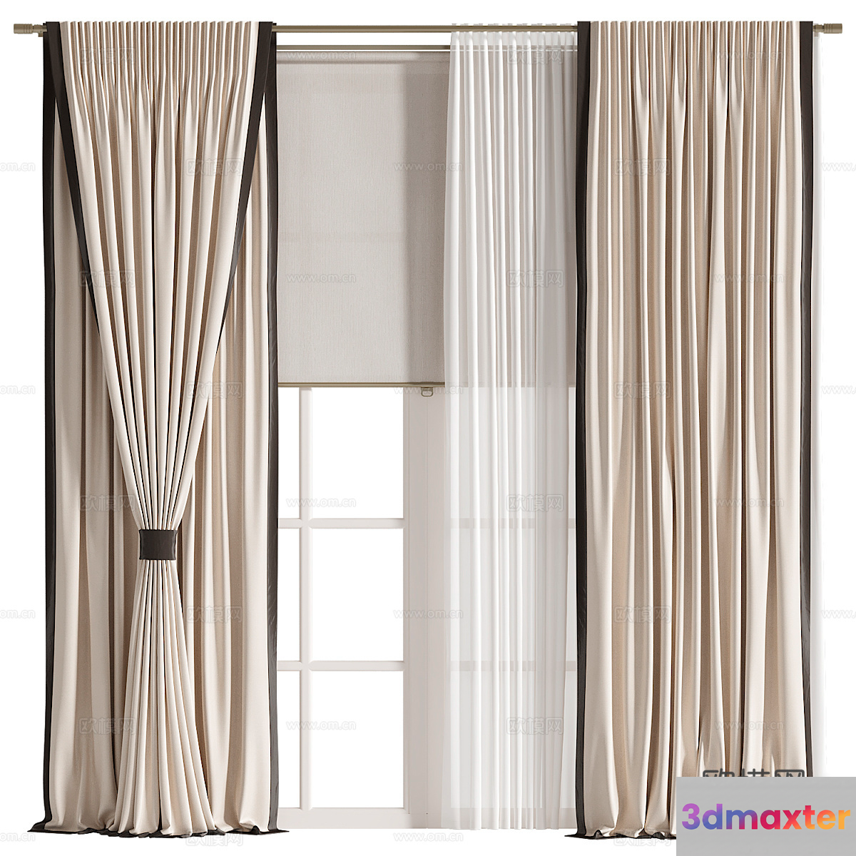 Beige Curtains 3D Model - 16367 - VRAY Render