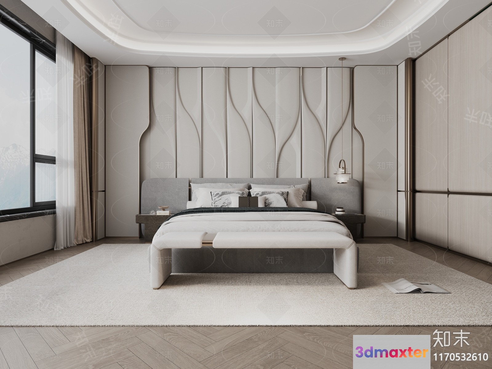 Modern Minimalist Bedroom 3D Model - 10136 - CORONA Render