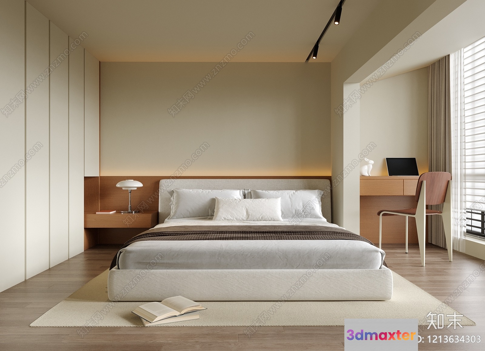 Cozy Modern Bedroom 3D Model - 17857 - VRAY Render