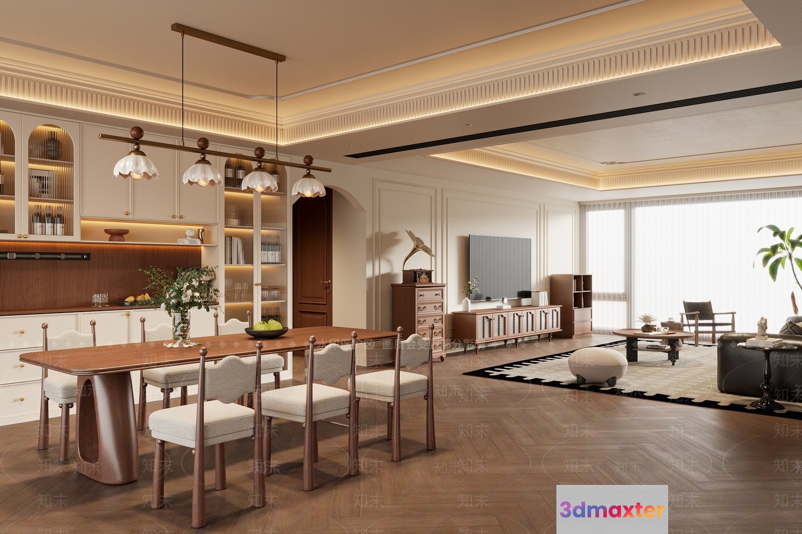 Modern Living Room 3D Model - 1053 - VRAY Render