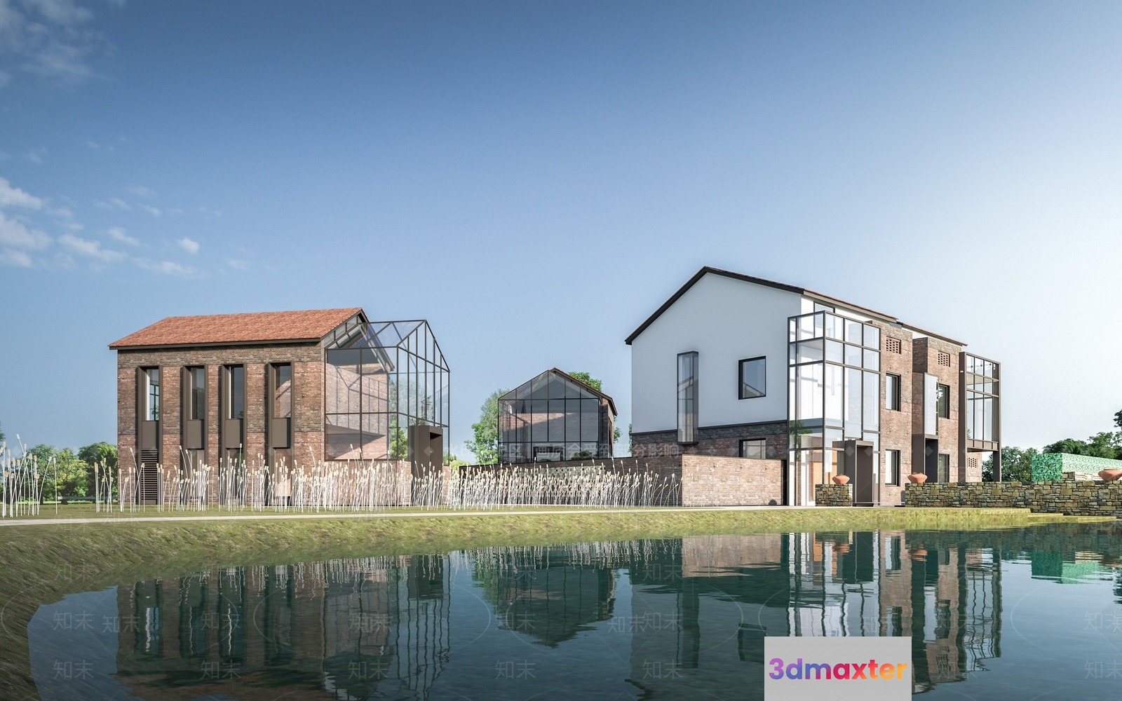Modern Glass Houses 3D Model - 17719 - VRAY Render