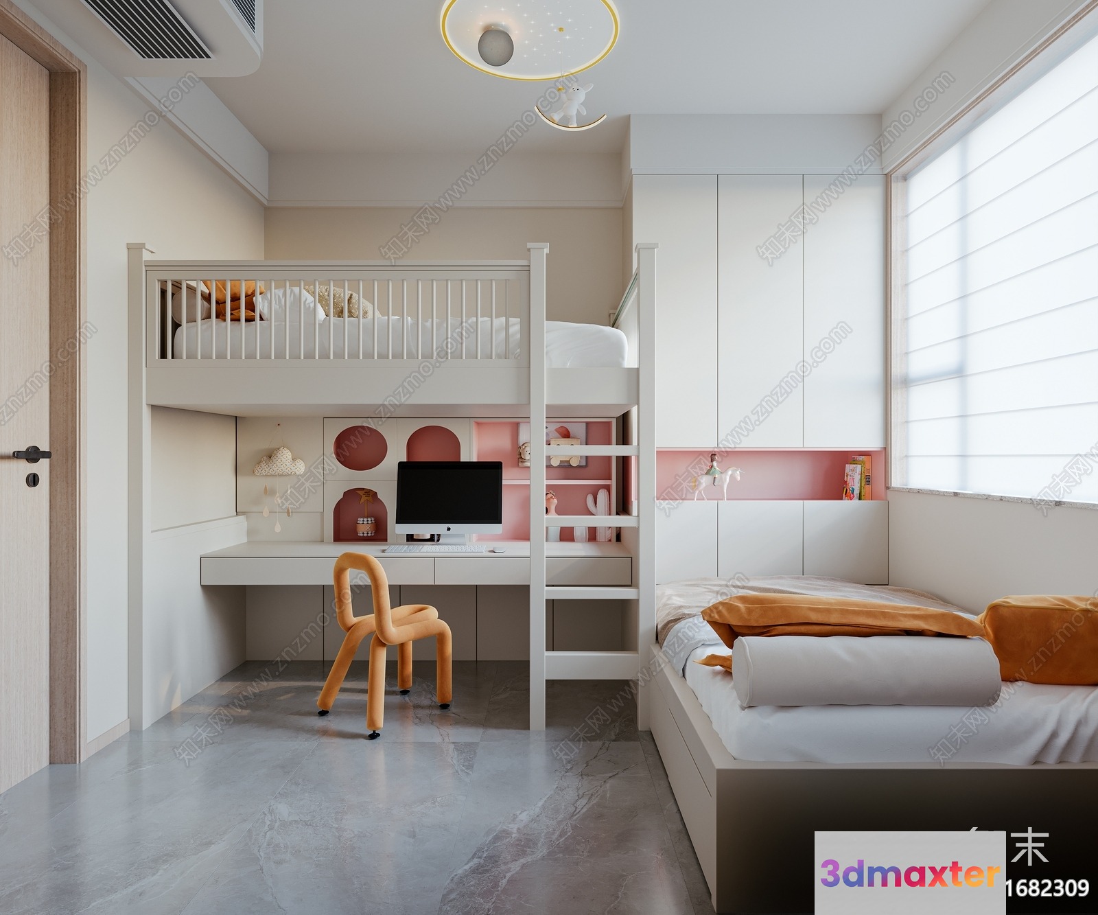 Modern Minimalist Bedroom 3D Model - 5458 - VRAY Render