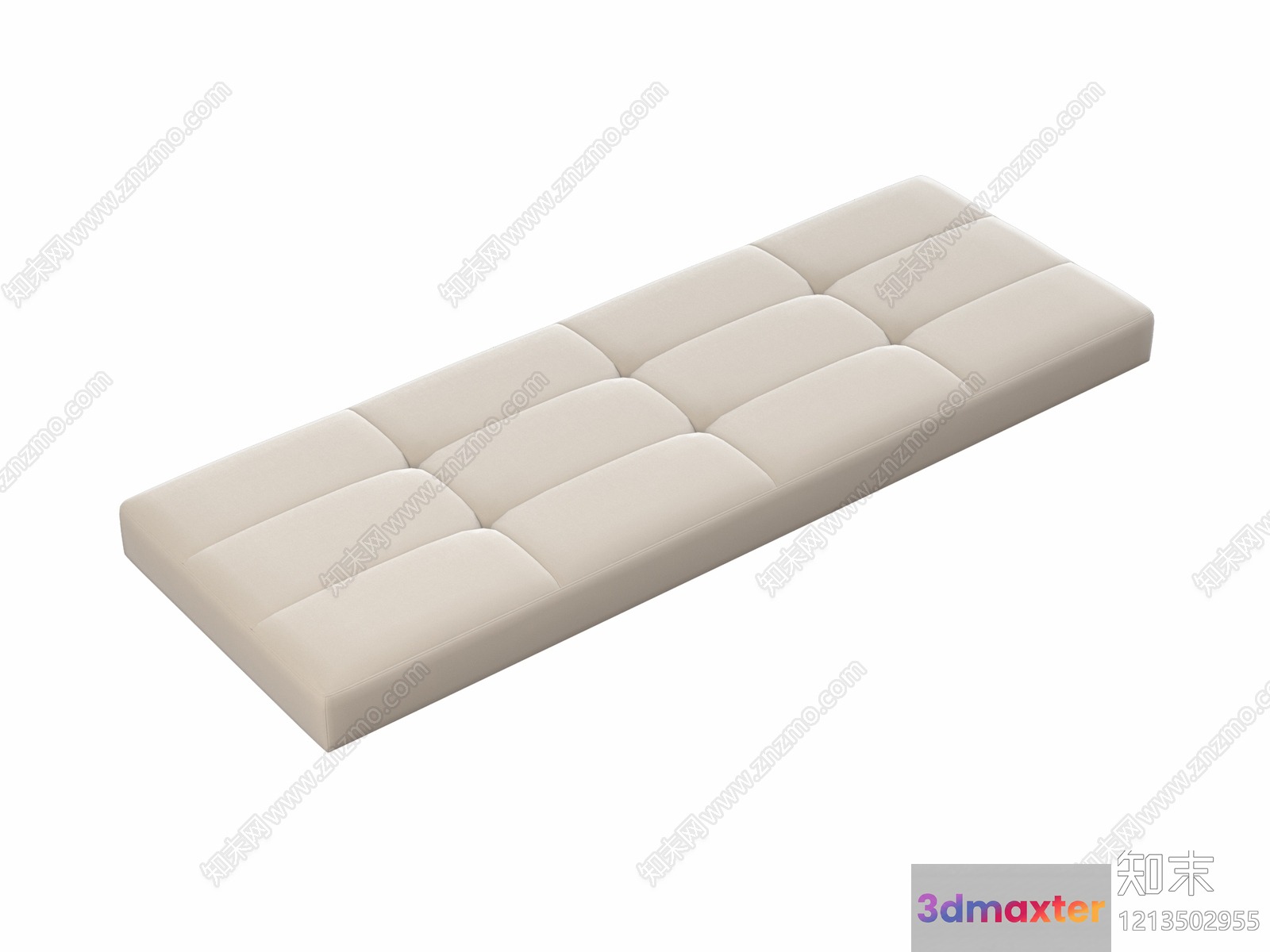 A Beige Futon Mattress 3D Model - 11399 - VRAY Render