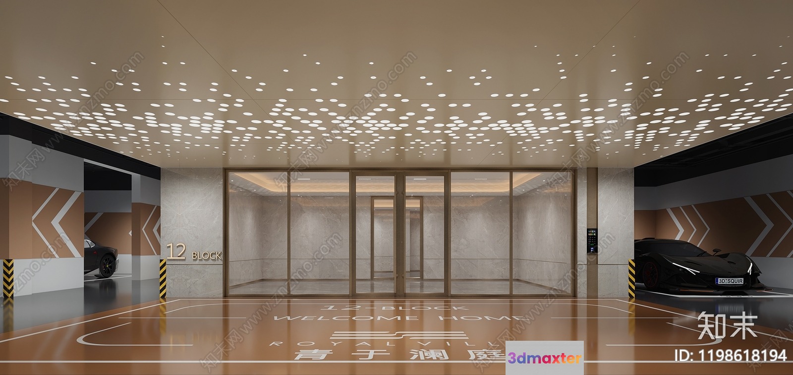 A Modern Parking Garage With A Sleek Design 3D Model - 9594 - CORONA Render