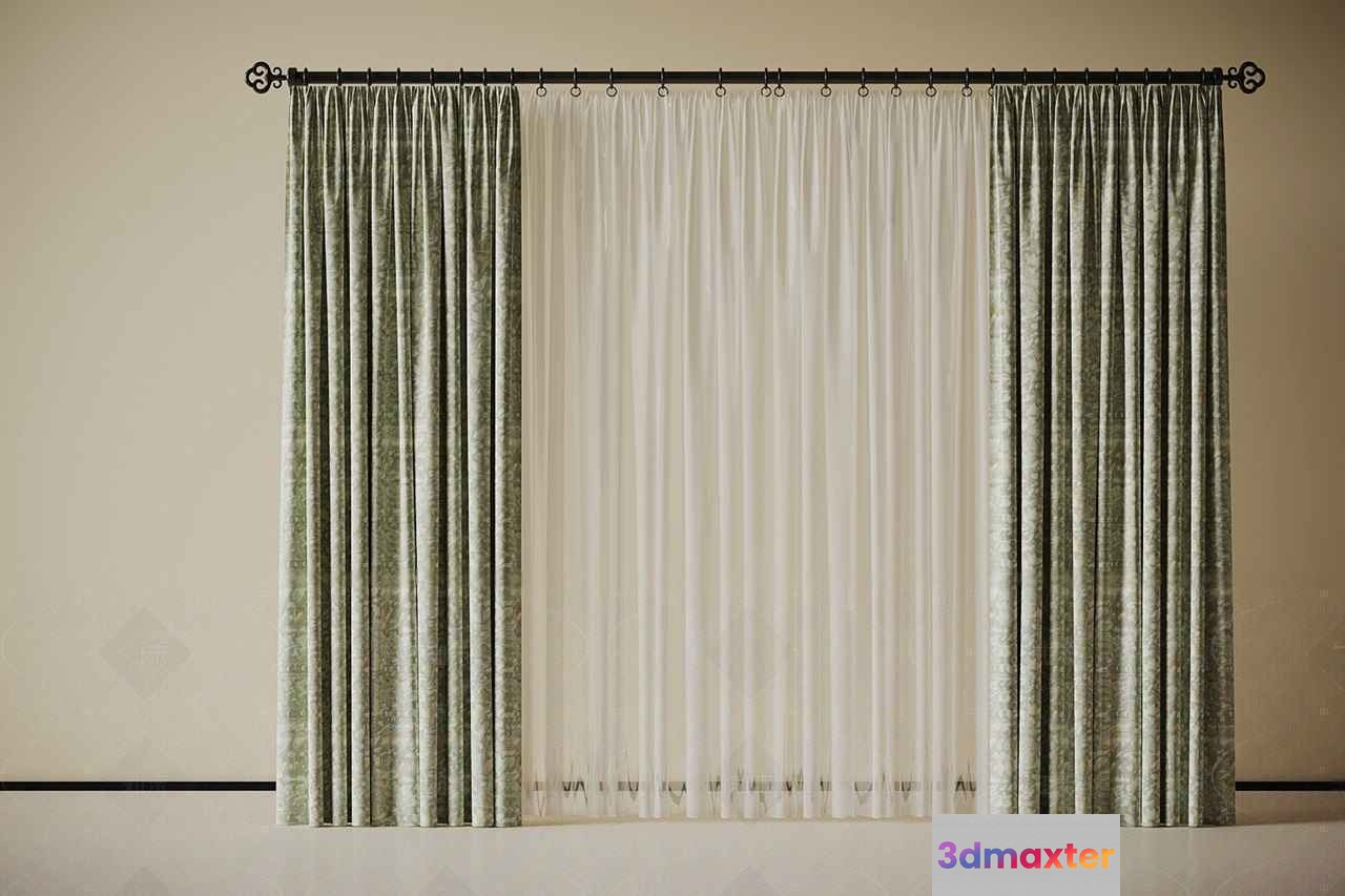 Light-Colored Curtains 3D Model - 5816 - VRAY Render