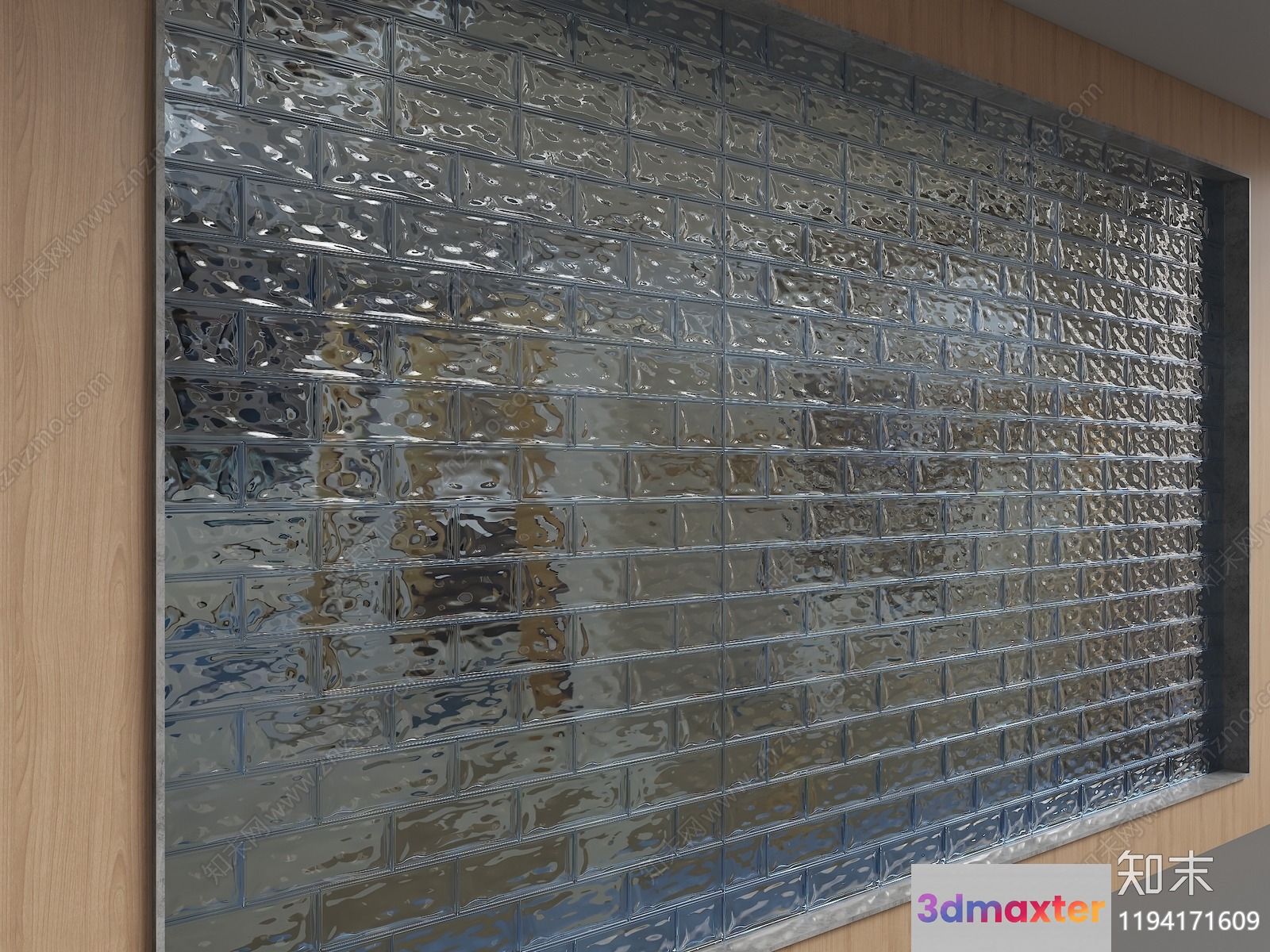 A Glass Block Wall 3D Model - 15655 - VRAY Render