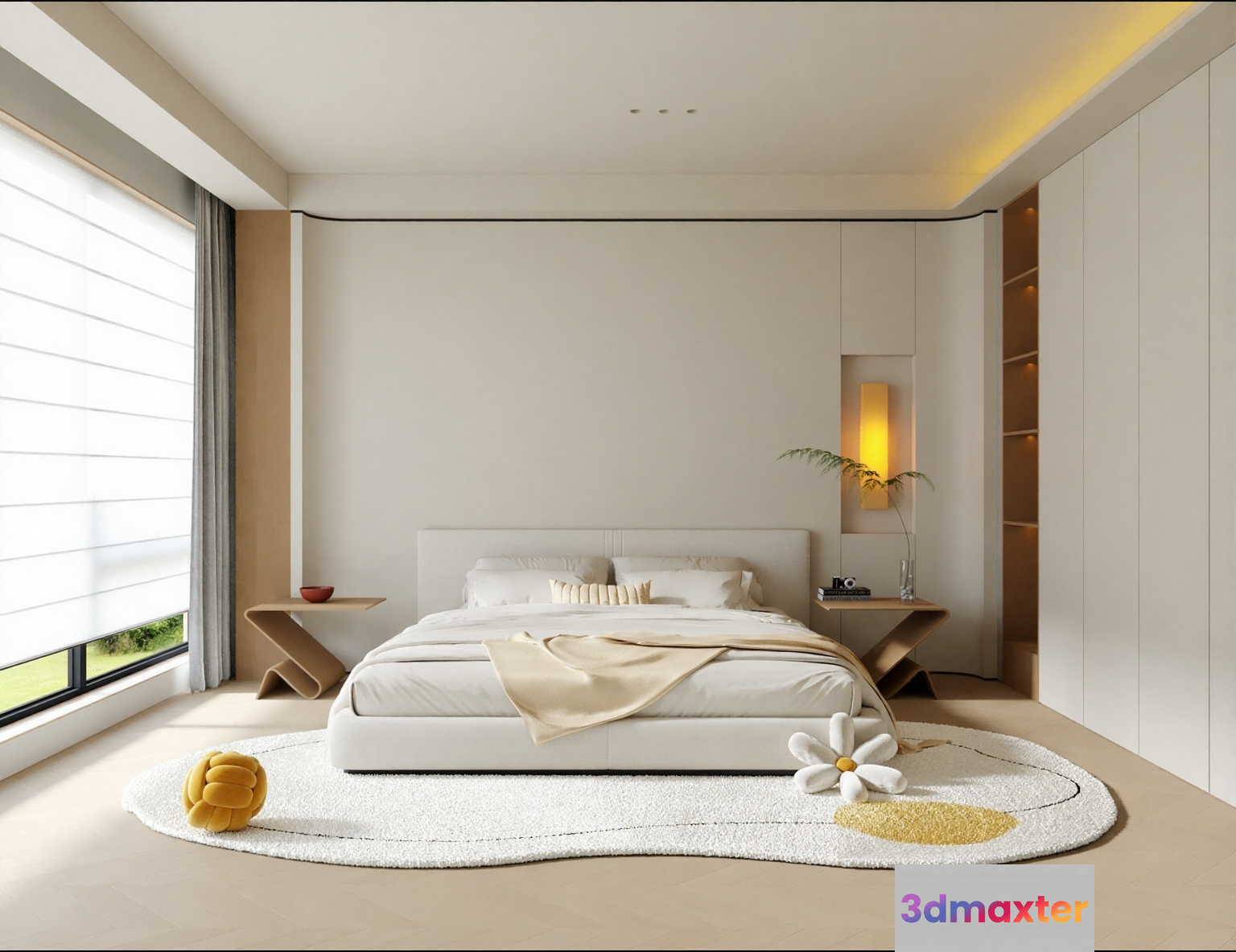 Modern Minimalist Bedroom 3D Model - 14125 - VRAY Render
