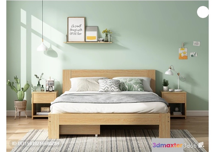 Cozy Bedroom 3D Model - 322 - VRAY Render