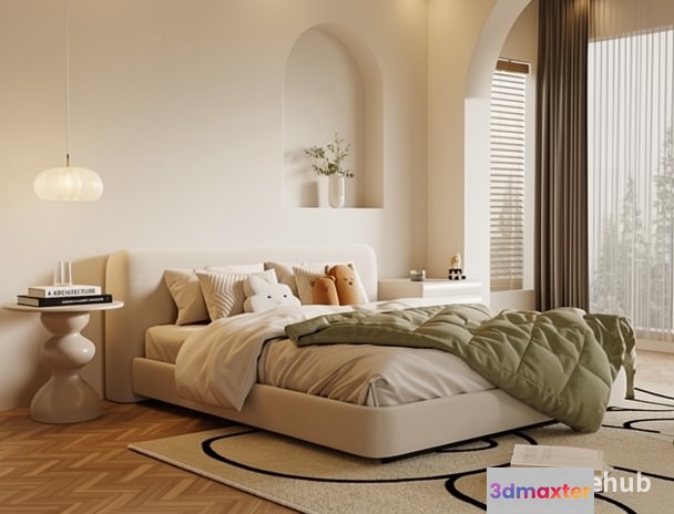 Cozy Modern Bedroom 3D Model - 23252 - VRAY Render