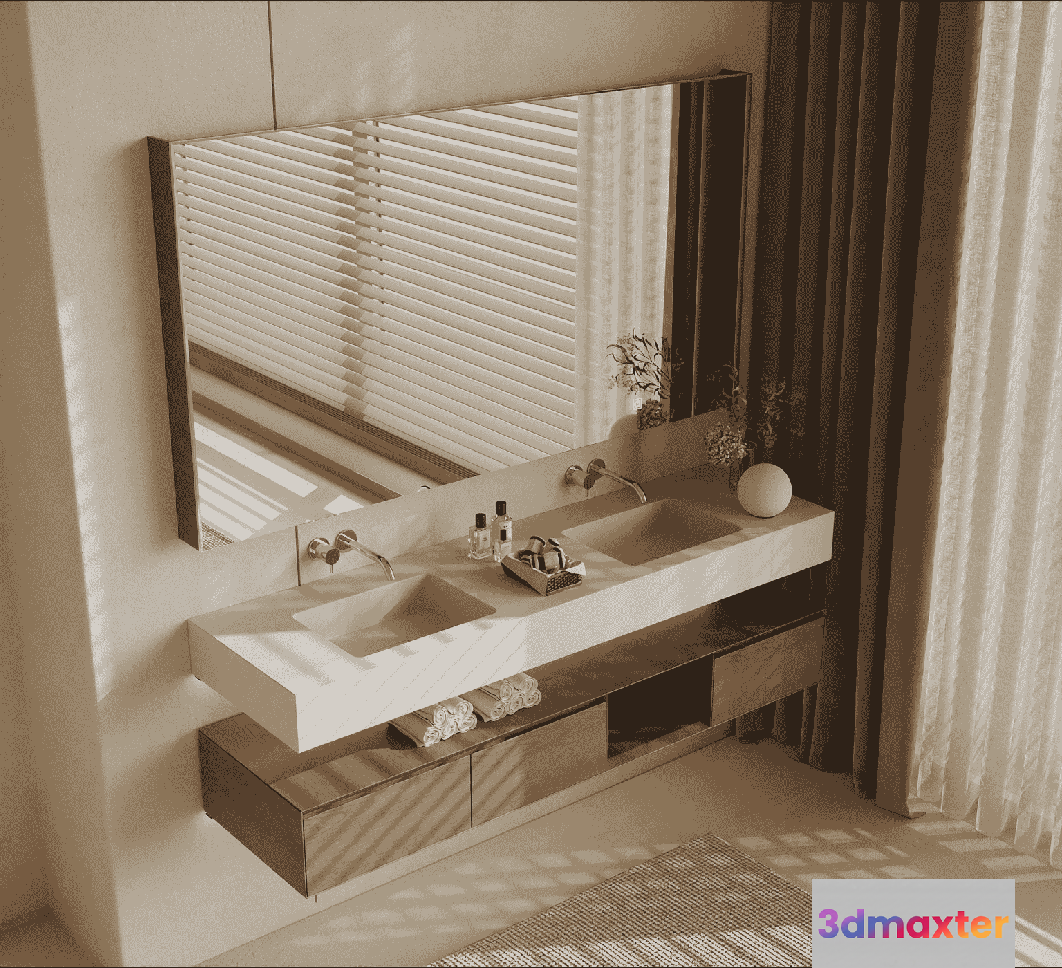 A Modern Bathroom Vanity 3D Model - 10288 - VRAY Render
