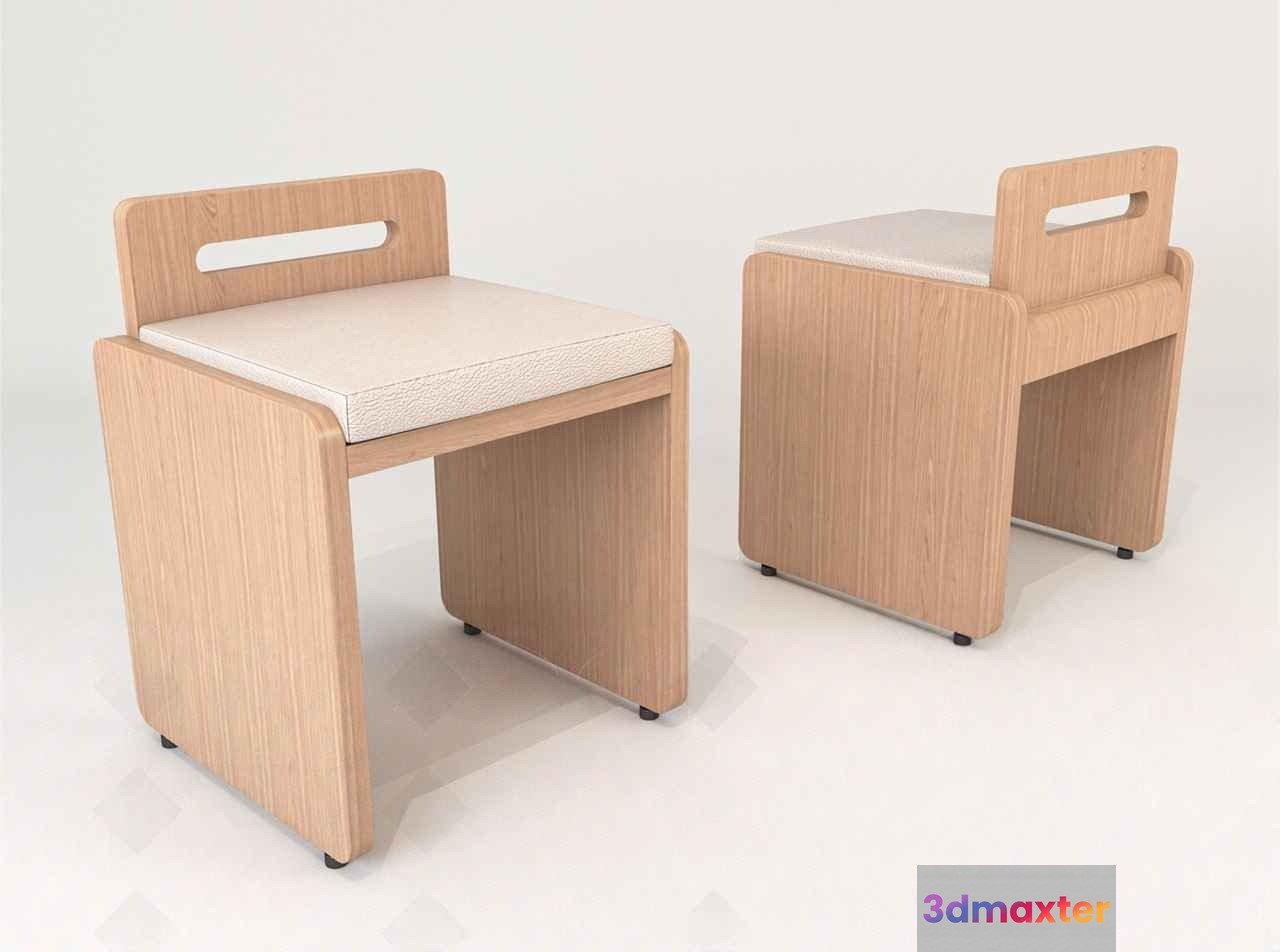 Light-Colored Wooden Chairs 3D Model - 8872 - VRAY Render