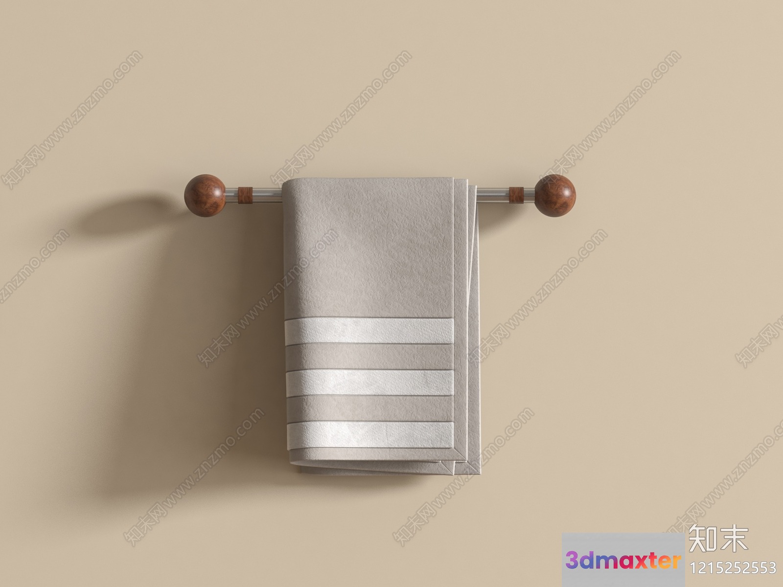 A Towel Rack With A Towel Hanging On It 3D Model - 13122 - VRAY Render