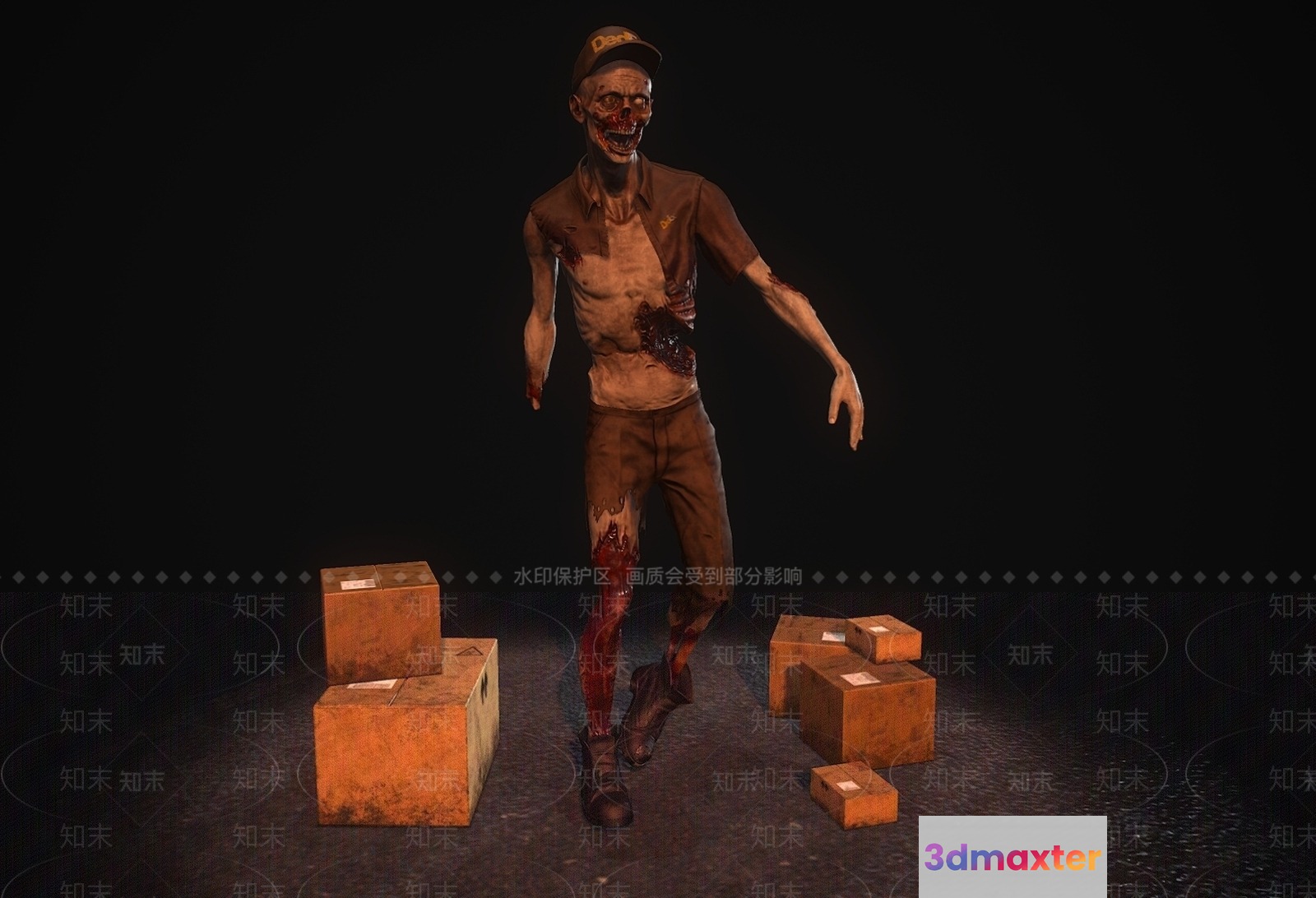 A Zombie In A Postal Worker'S Uniform 3D Model - 13907 - VRAY Render
