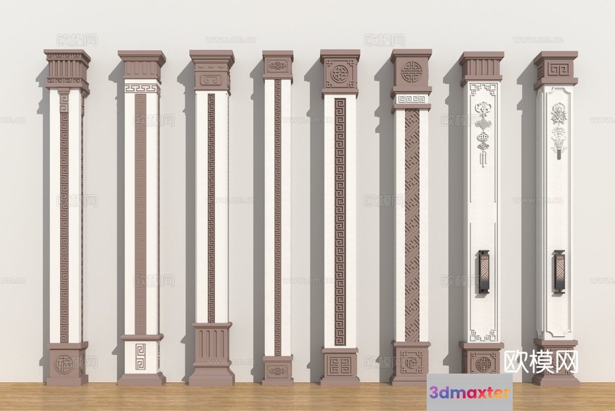 Decorative Pillars 3D Model - 9377 - VRAY Render