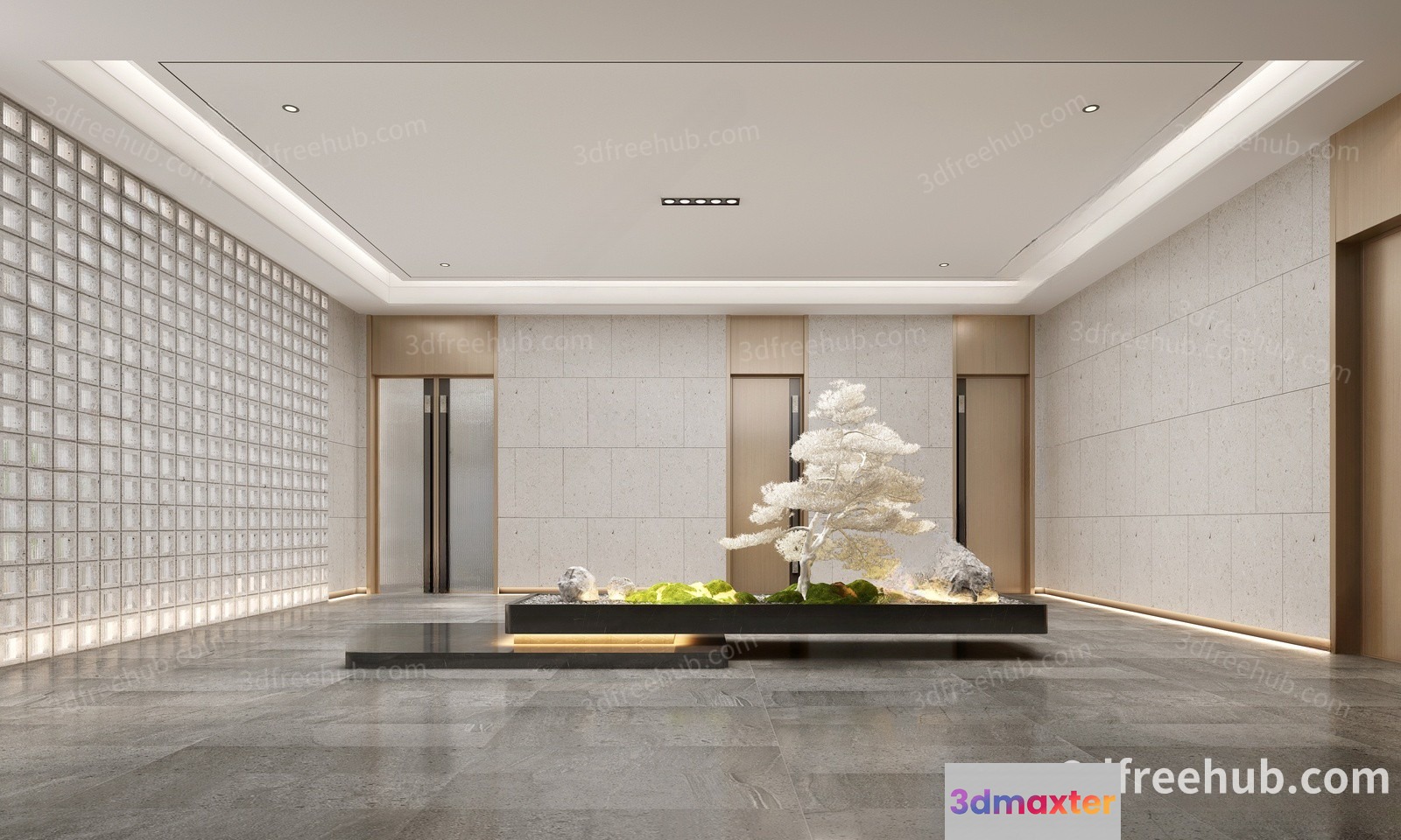 A Large White Tree In A Room 3D Model - 23506 - VRAY Render