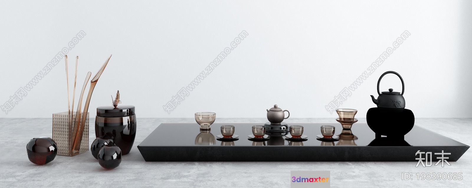 Traditional Asian Tea Set 3D Model - 3930 - VRAY Render