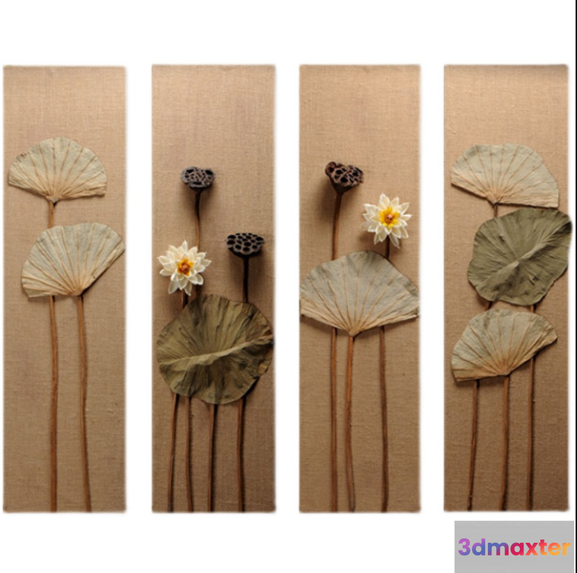 A Set Of Dried Flower Art 3D Model - 19530 - VRAY Render