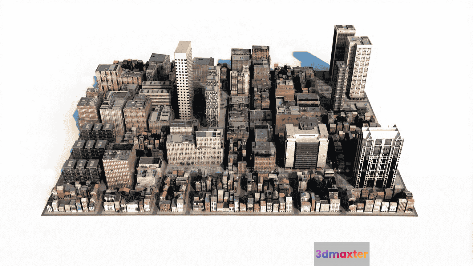 A Cityscape With Tall Buildings 3D Model - 13145 - VRAY Render