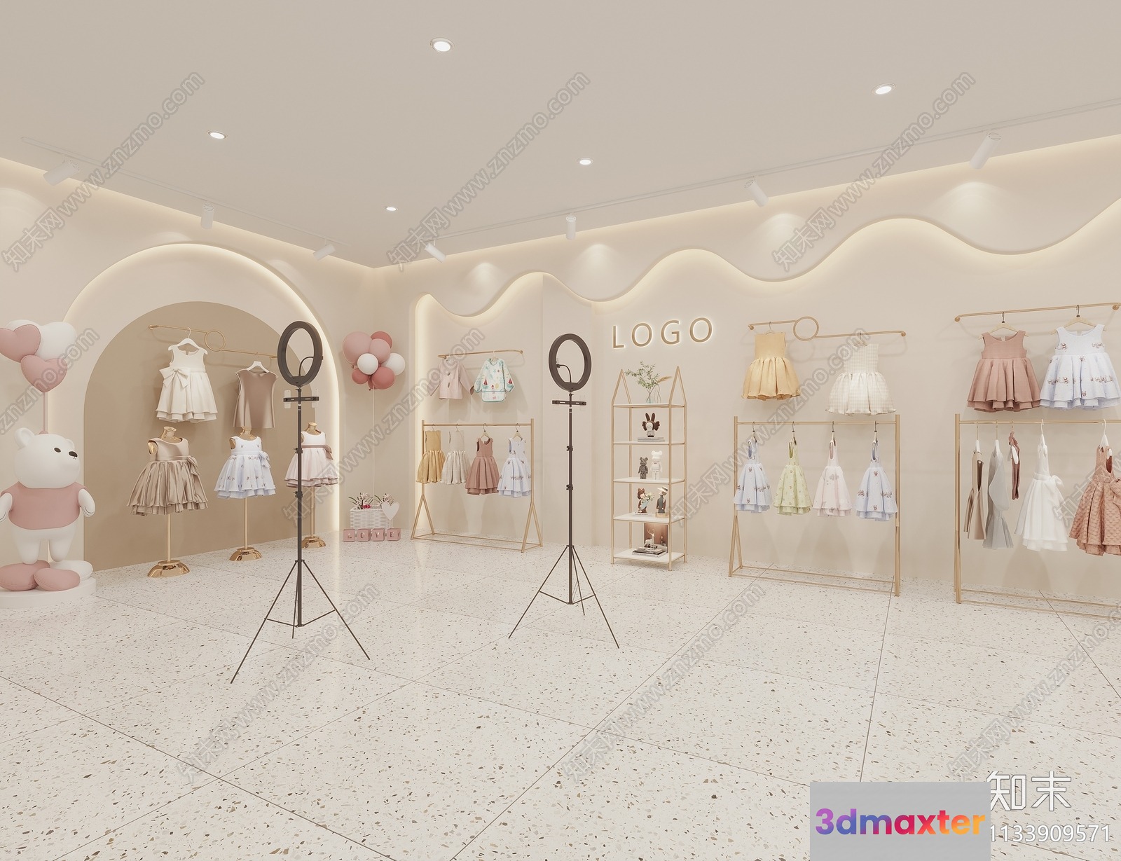 A Clothing Store With Dresses 3D Model - 898 - VRAY Render