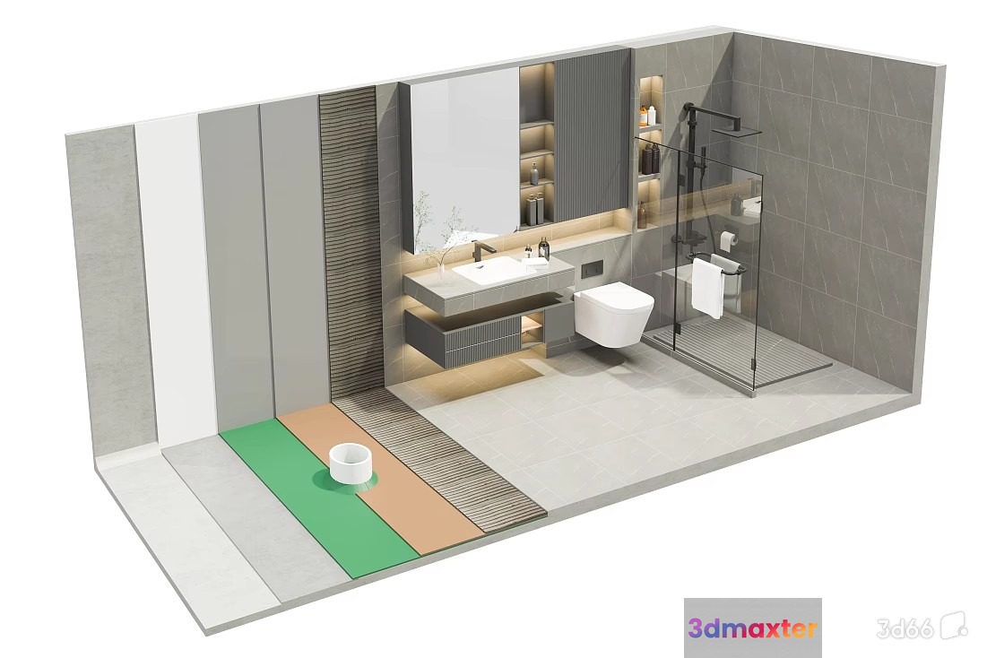 Modern Bathroom Design 3D Model - 21349 - VRAY Render