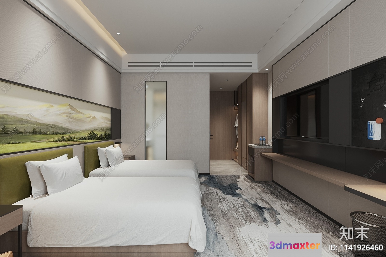 Modern Hotel Room 3D Model - 14426 - VRAY Render