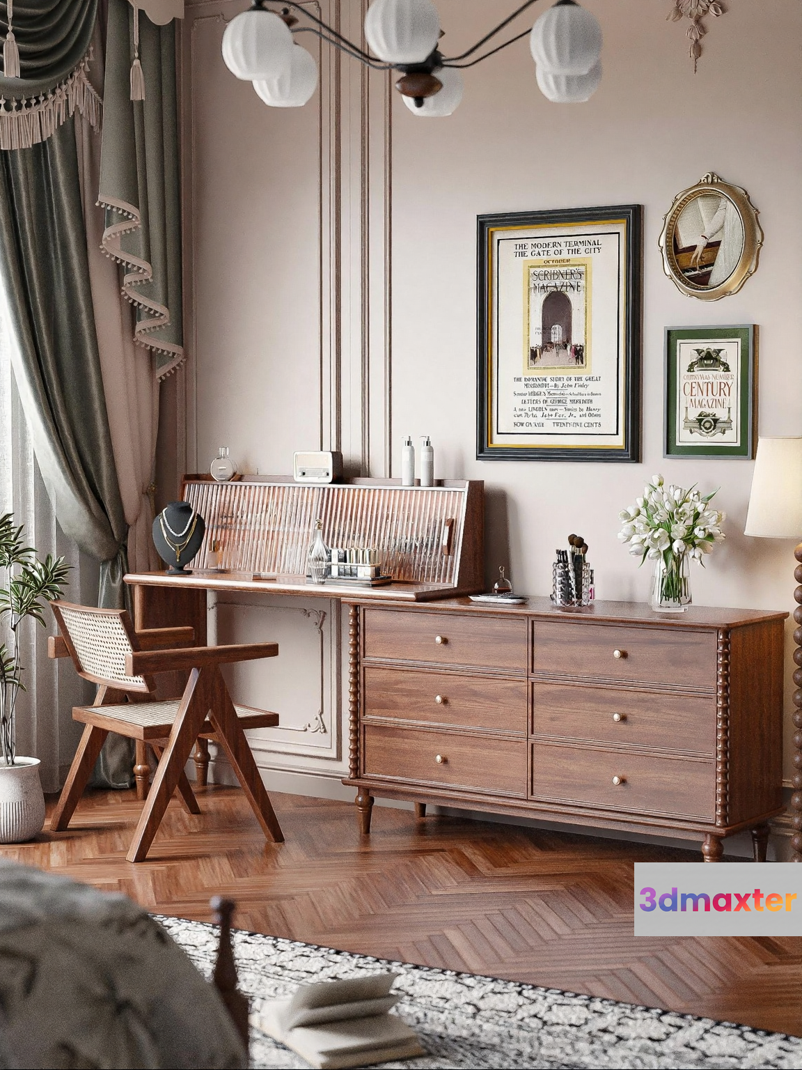 A Wooden Dresser 3D Model - 12536 - VRAY Render