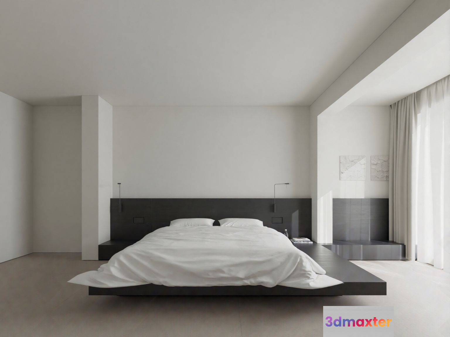 Modern Minimalist Bedroom 3D Model - 15173 - VRAY Render