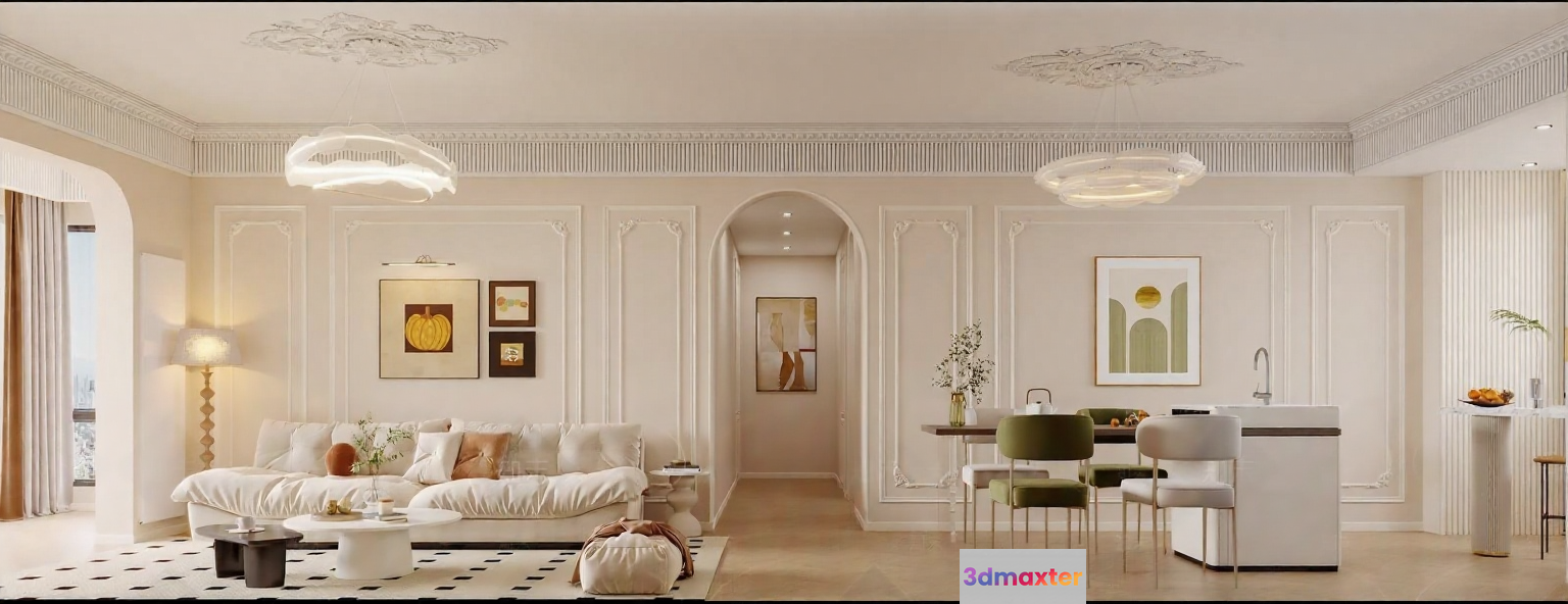 Modern Living Room 3D Model - 1714 - CORONA Render