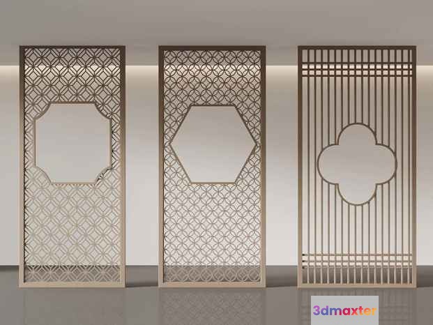 Three Decorative Panels 3D Model - 15910 - VRAY Render