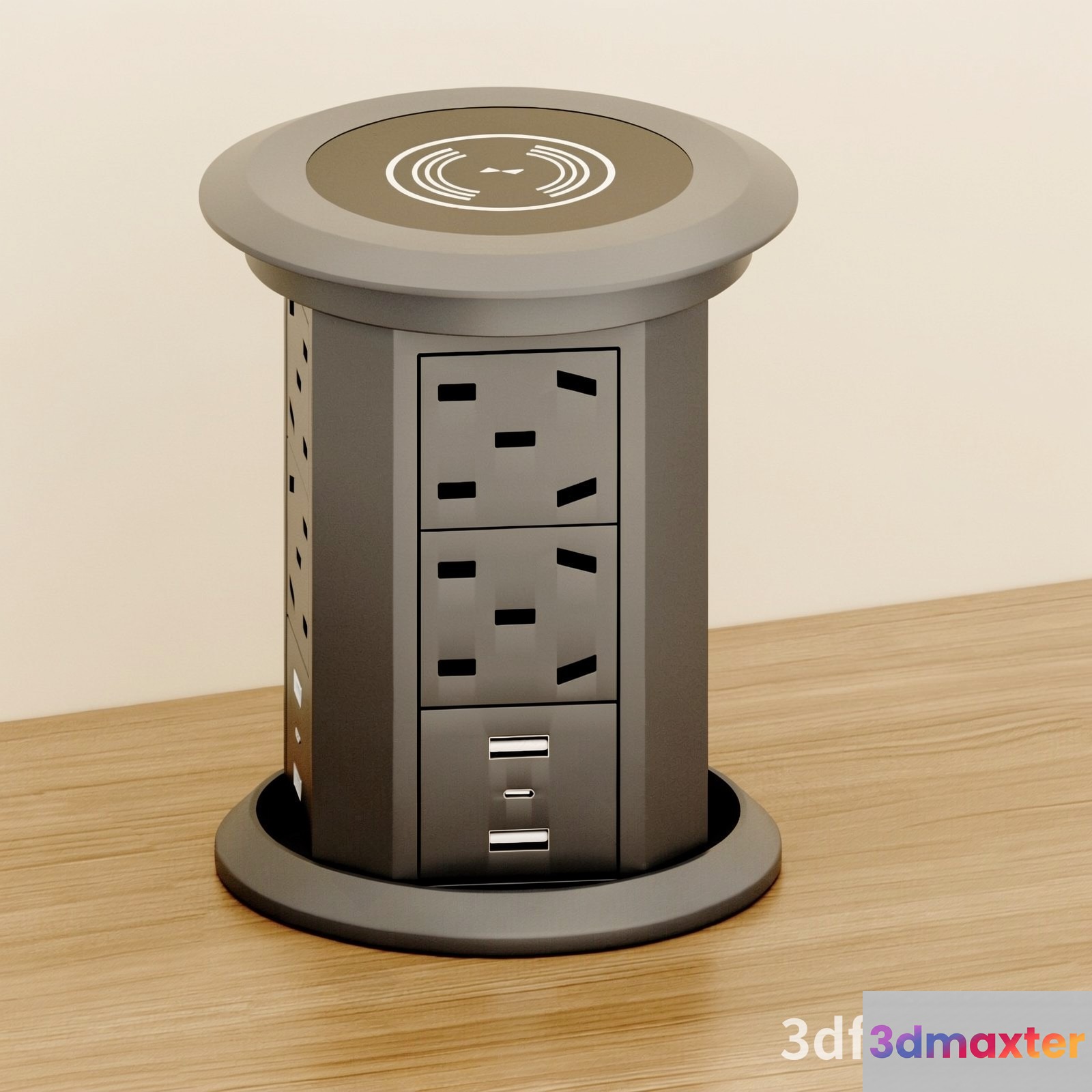 A Gray Charging Station With A White Logo On Top 3D Model - 23533 - VRAY Render