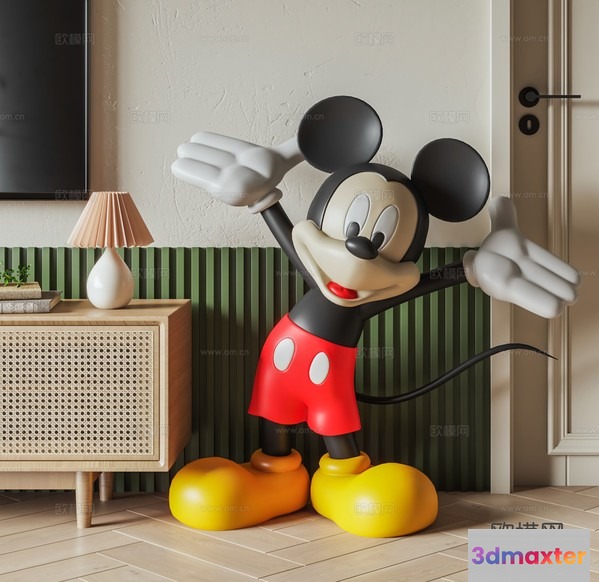 A Mickey Mouse Statue In A Living Room 3D Model - 4616 - VRAY Render