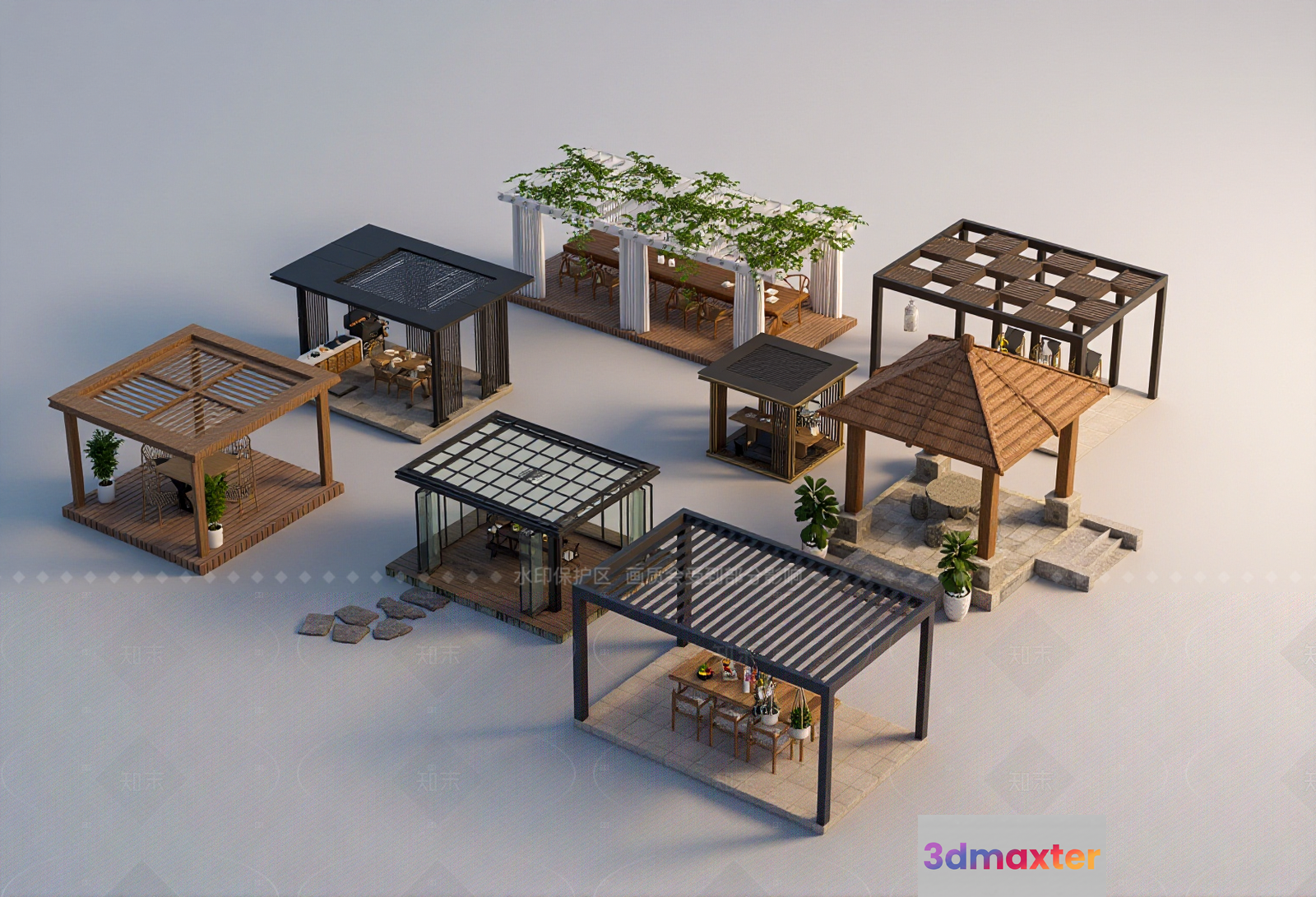 Modern Outdoor Structures 3D Model - 10251 - VRAY Render