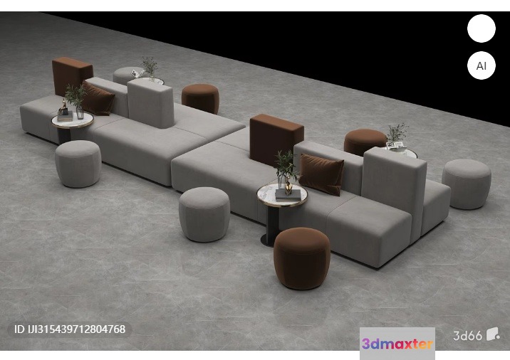Modern Living Room 3D Model - 1273 - VRAY Render