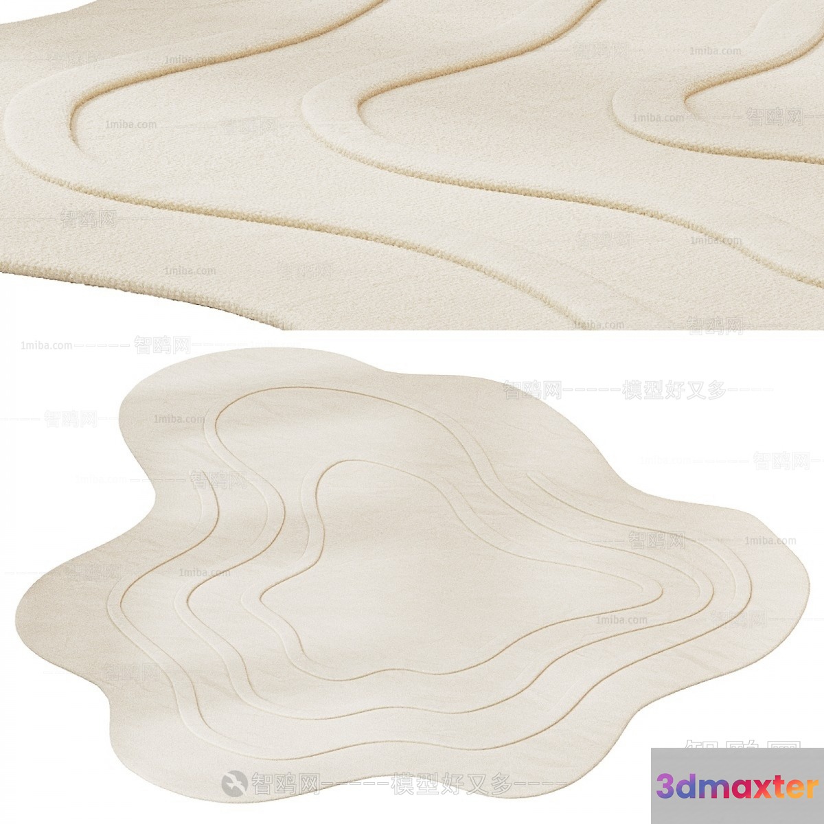 The Main Subject Is A Rug With A Wavy Design 3D Model - 15028 - VRAY Render