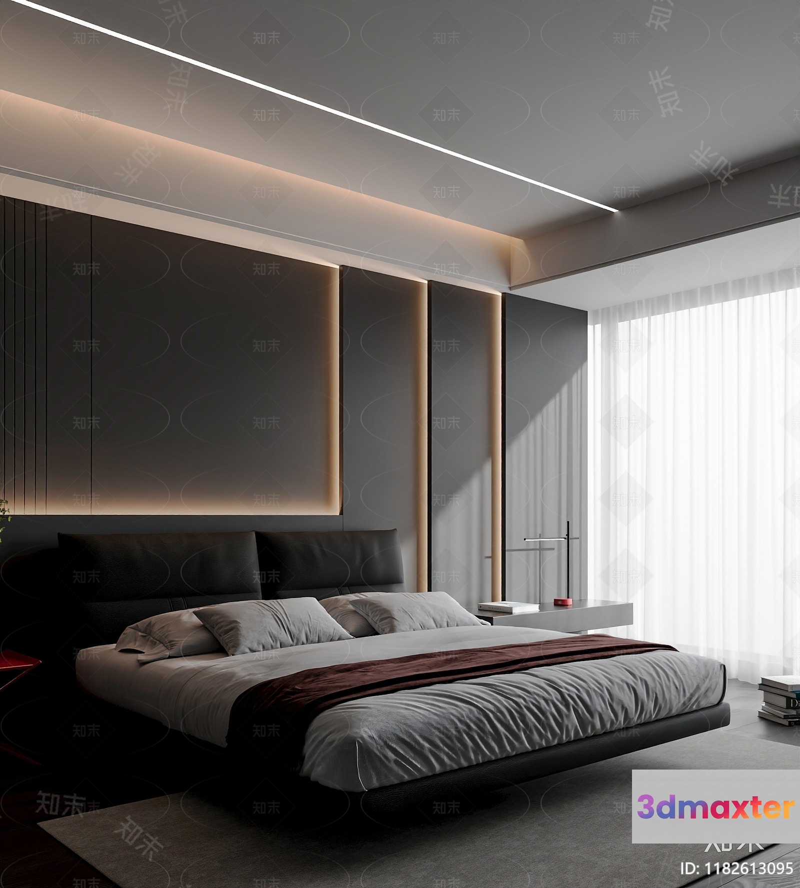 Modern Minimalist Bedroom 3D Model - 14724 - VRAY Render