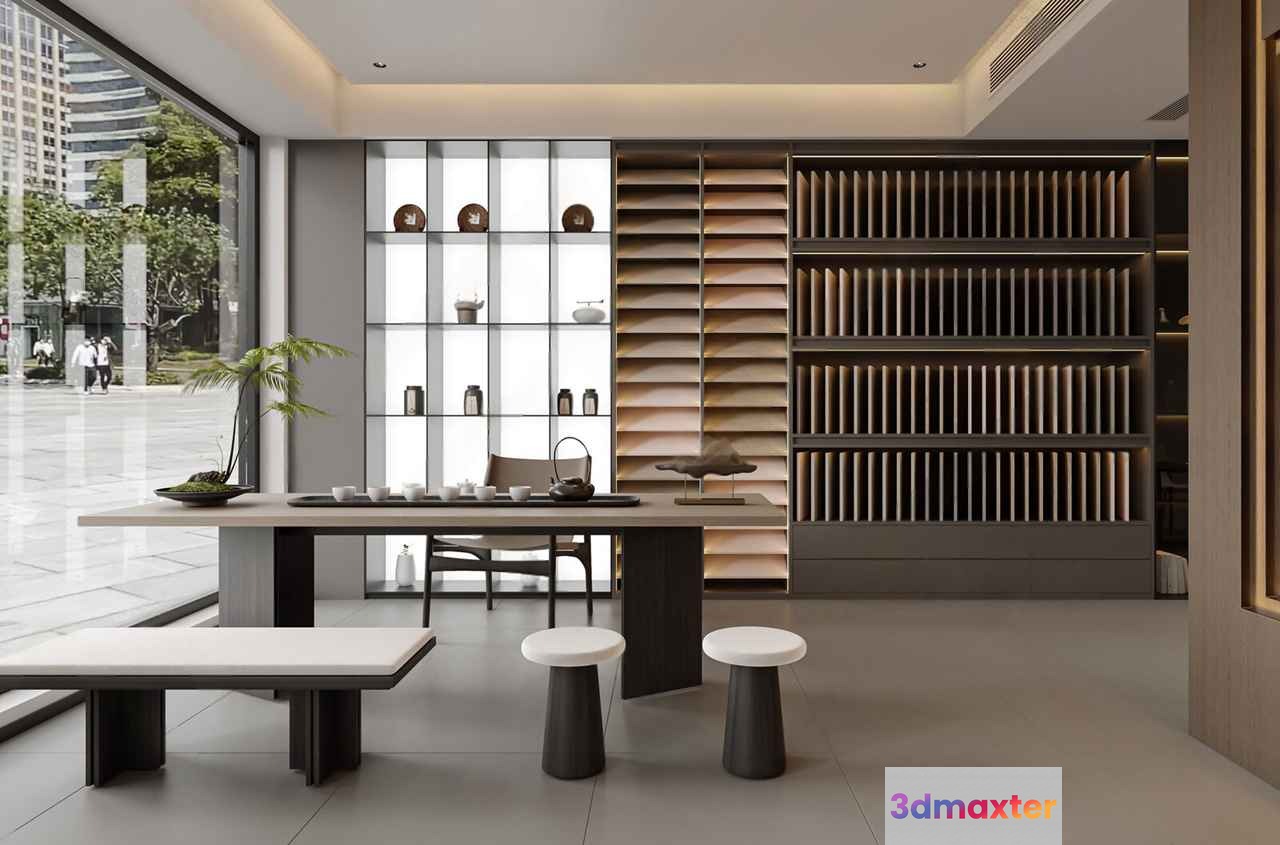 A Modern Dining Room 3D Model - 12141 - VRAY Render
