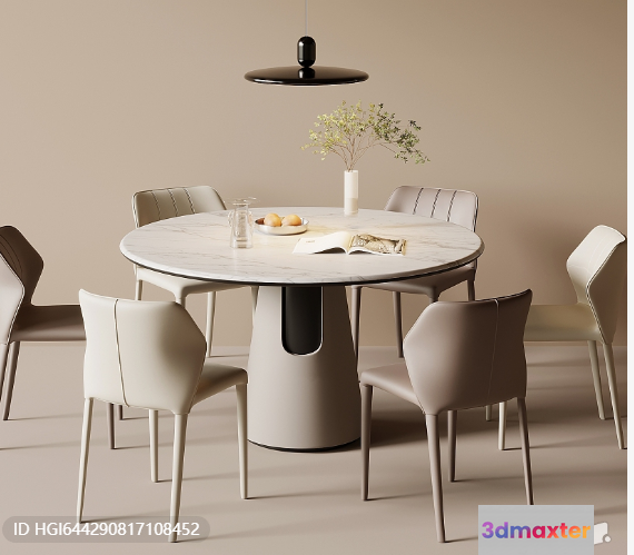 Modern Round Dining Table 3D Model - 12633 - VRAY Render