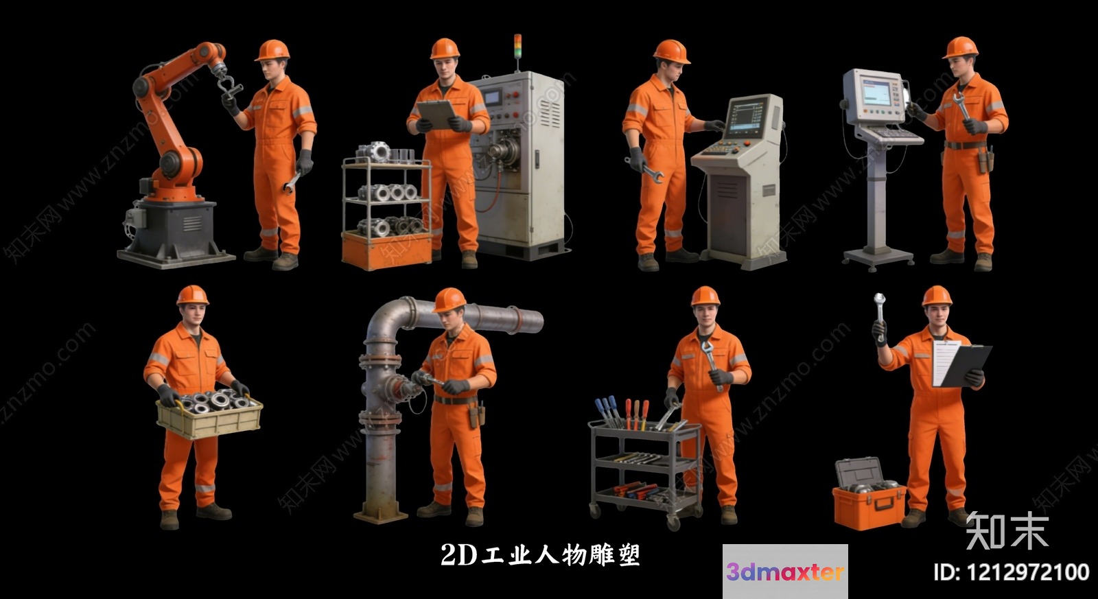 3D Factory Workers 3D Model - 13736 - VRAY Render