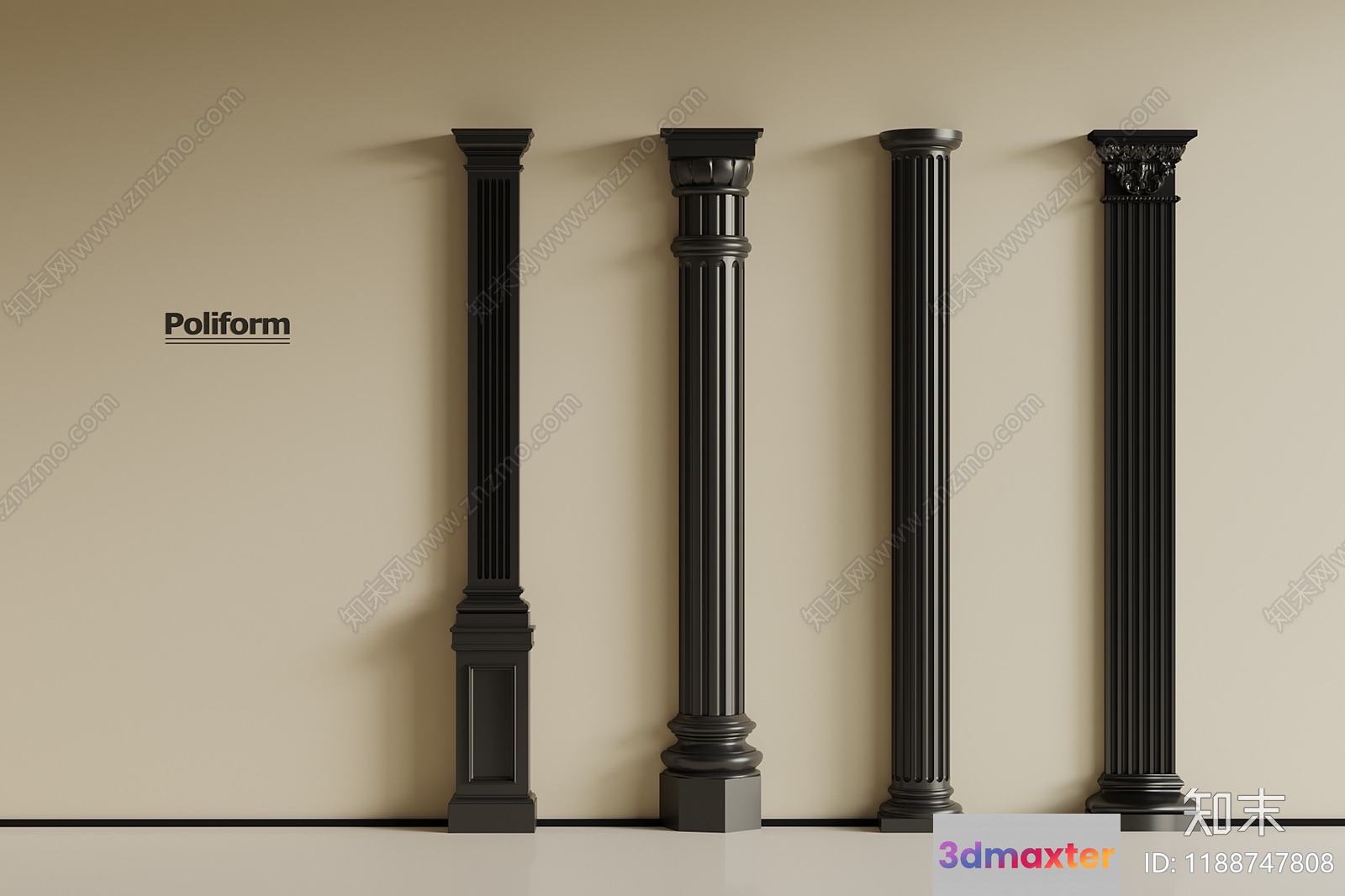 Four Pillars 3D Model - 6762 - VRAY Render
