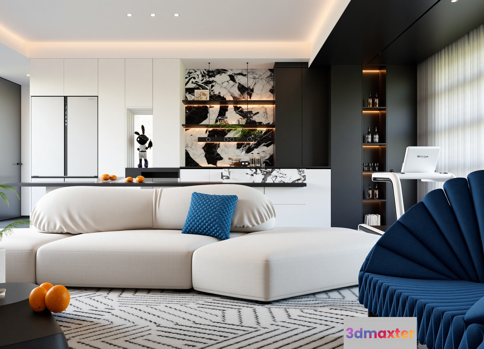 Modern Living Room 3D Model - 22850 - VRAY Render
