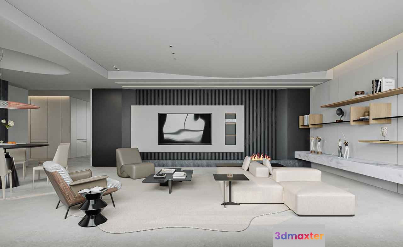 Modern Living Room 3D Model - 9128 - CORONA Render
