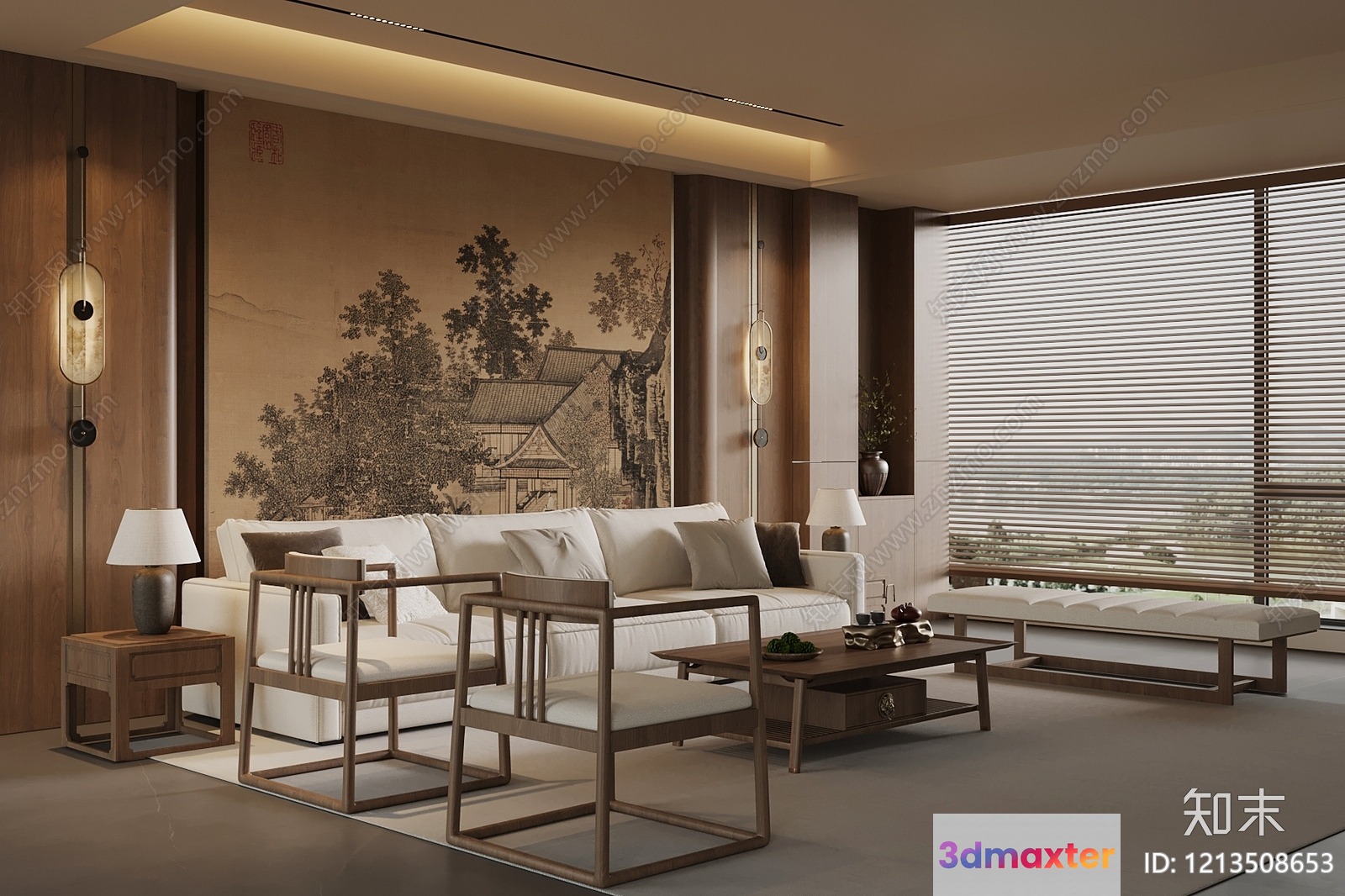 Modern Living Room 3D Model - 14319 - VRAY Render