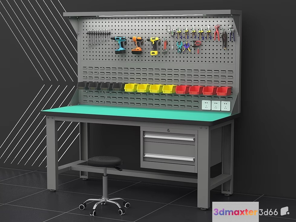 A Gray Workbench 3D Model - 19312 - VRAY Render