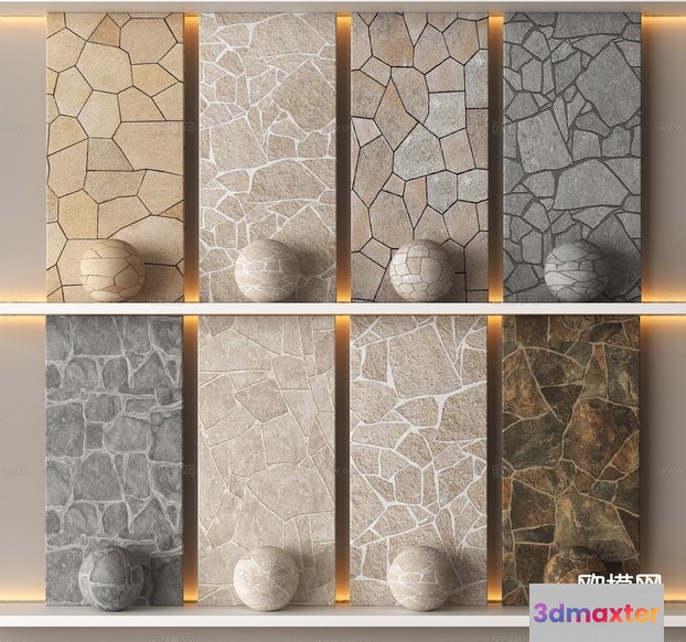 Modern Stone Wall 3D Model - 6431 - VRAY Render